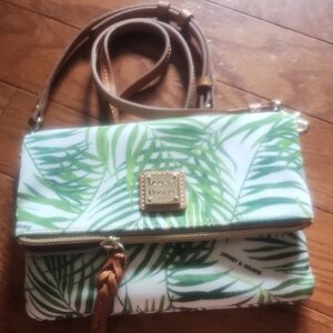 Dooney & Bourke Green and Brown Crossbody Bag with Tropical Print